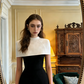Black and white sophisticated fitted long ball gown R8586
