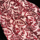 White lining with red floral embroidery, mid-length ball gown R6853