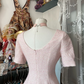 Pink short-sleeved fitted A-line mini skirt, prom dress R6334
