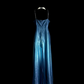 Gradient blue halter-neck beaded fitted long ball gown R6654