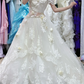 White off-the-shoulder fitted waist elegant classic ball gown, bridal dress R7246