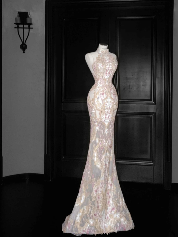 Chinese style slim waist sexy embroidered pattern long skirt, prom dress R5623