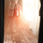 Pink strapless fitted waist slim-fitting long ball gown/bridal dress R6813
