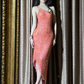 Light pink one-shoulder sequined fitted waist bodycon sexy prom dress R8057