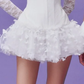 White tube top slim waist A-line skirt fluffy three-dimensional flower skirt homecoming dress R4634