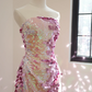 Pinkish-purple strapless fitted sequined long ball gown/bridal dress R8556