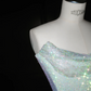 White sequined tube top slim waist sexy long skirt, prom dress R5659
