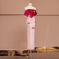 Red off-the-shoulder neckline, light pink fitted waist, long ball gown/bridal dress R8399