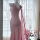 Pink Fairy Strappy Waist-cinching Bodycon Long Ball Gown R6534