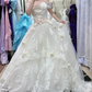 White off-the-shoulder fitted waist elegant classic ball gown, bridal dress R7246