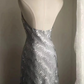 Grey halter-neck sequined fitted long ball gown R6734