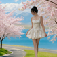 Beige halter-neck fitted short ball gown with tulip skirt R8026