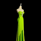 Green strapless fitted waist slim hip long sexy ball gown R8103