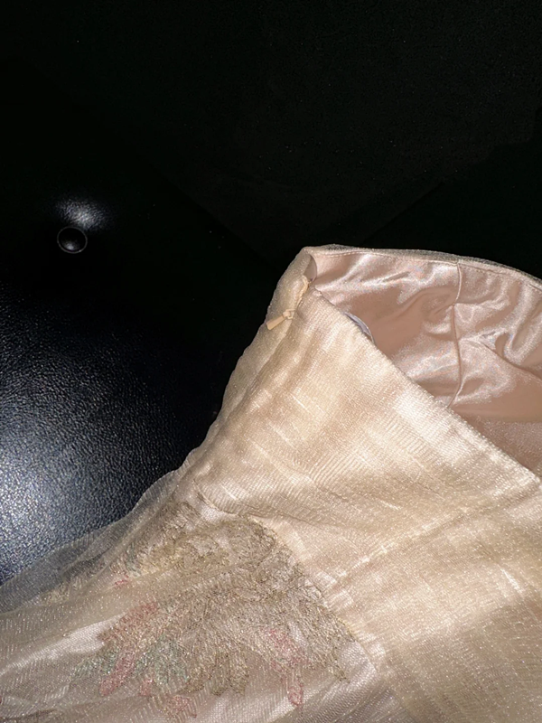 Apricot halter-neck fitted long ball gown R7053