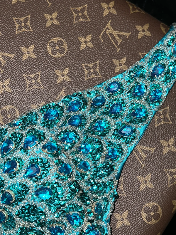 Lake blue halter neck fitted waist sexy long ball gown R7013