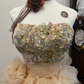 Orange tube top embroidered flower waist slim fit fluffy tulle cute princess skirt homecoming dress R4311