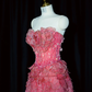 Pink strapless fitted long ball gown, bridal dress R8950