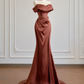 Reddish-brown off-shoulder fitted waist slimming hip-hugging sexy long ball gown R8168