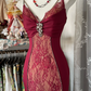 Red halter-neck, fitted fishtail gown, long ball gown R6374