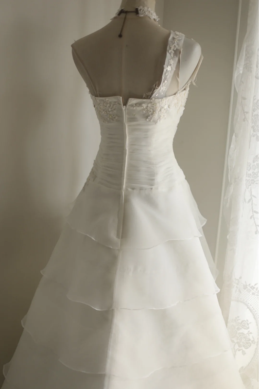 White strapless fitted waist slim-fitting cake skirt long ball gown/bridal dress R6773