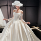 White one-shoulder lace top and tutu skirt satin bridal gown R6035