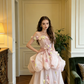 Light pink off-shoulder fitted waist slim-fitting tulip skirt long ball gown/bridal dress R8830