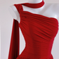 Red one-shoulder fitted waist long elegant ball gown/bridal dress R8284