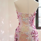 Pinkish-purple strapless fitted sequined long ball gown/bridal dress R8556