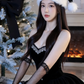 Black strapless fitted waist sexy short ball gown R7533
