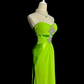 Green strapless fitted waist slim hip long sexy ball gown R8103