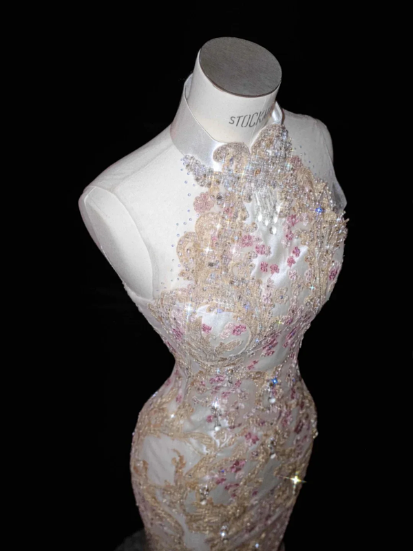 Chinese style slim waist sexy embroidered pattern long skirt, prom dress R5623