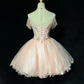 Pink suspender diamond waist slim fit puffy princess skirt homecoming dress R4921