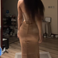 Gold strapless, cinched waist, boning, bodycon, sexy, long, elegant ball gown R8083