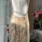 Light apricot halter neck, fitted waist, backless, sexy rhinestone long ball gown R7760