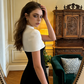 Black and white sophisticated fitted long ball gown R8586