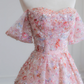 Light pink floral sequined off-the-shoulder fitted waist ball gown/bridal dress R8234