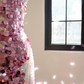 Pinkish-purple strapless fitted sequined long ball gown/bridal dress R8556