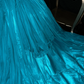 Lake blue halter neck fitted waist sexy long ball gown R7013