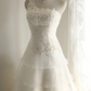 White strapless fitted waist slim-fitting cake skirt long ball gown/bridal dress R6773