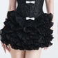 Black tube top lace fishbone design puffy cake skirt homecoming dress R4715