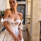 White floral halter tie waist long skirt homecoming dress R5583