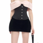 Pink neckline one-shoulder gray waist top black hip sexy short skirt homecoming dress R4800
