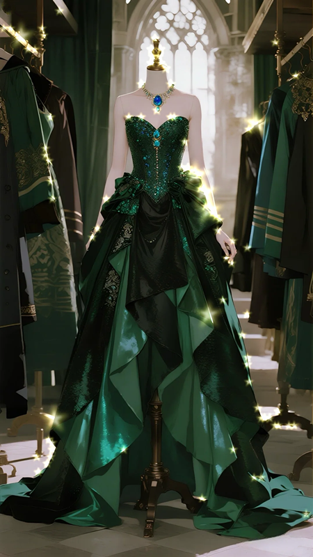 Dark green tube top diamond waist slim fit temperament design long skirt ball gown R6073