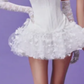 White tube top slim waist A-line skirt fluffy three-dimensional flower skirt homecoming dress R4634