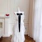 White halter chiffon elegant maxi homecoming dress R5224
