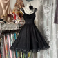 Black halter-neck fitted waist ball gown with a full skirt R7493