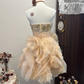Orange tube top embroidered flower waist slim fit fluffy tulle cute princess skirt homecoming dress R4311