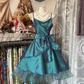 Retro green halter-neck fitted mini dress, prom dress R7452