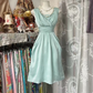 Light mint green sleeveless fitted waist midi elegant prom dress R7880
