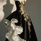 Black strapless dress with a fitted waist and puffy skirt, prom dress R5344